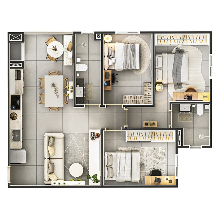 Apartamento 3 Quartos 79m²