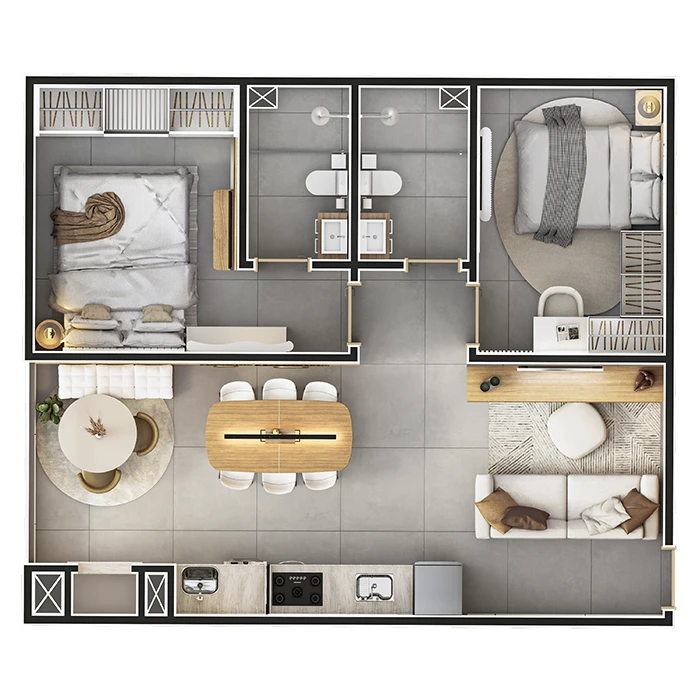 Apartamento 2 Quartos 69m²